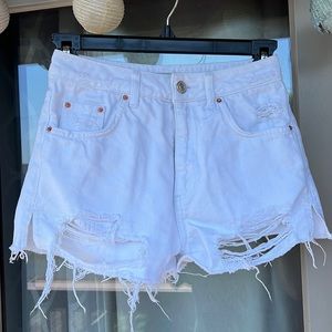 Top shop Distressed White Mom Shorts